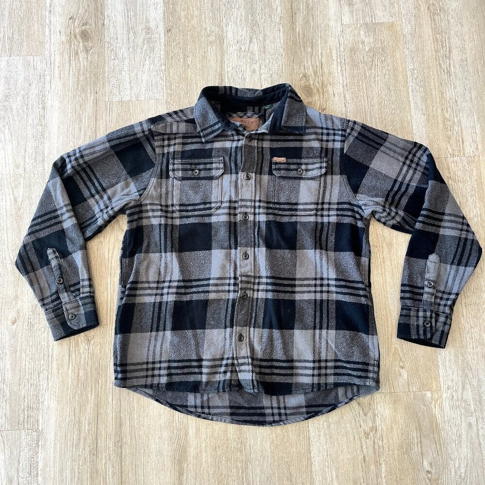 Mens Orvis Grey/Black Plaid Button Up Shacket - XL